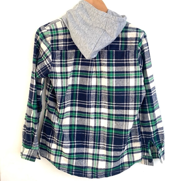 (B49) Jiang Vi Xuan Plaid Hoodie Long Sleeve Button-Up Drawstring with Pockets - Picture 6 of 10